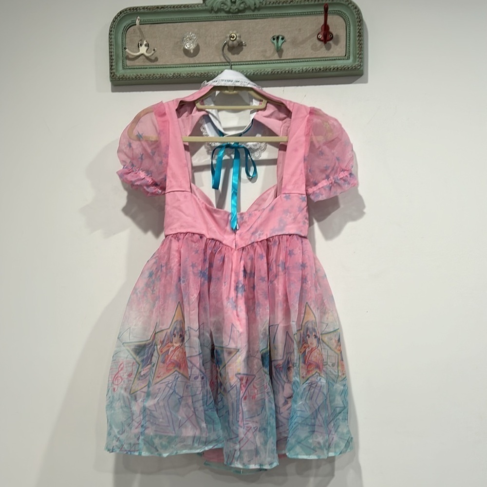 Dolls Kill Hatsune Miku Sound Wave Sweetie Babydoll collar Dress Size Small new - Picture 6 of 6